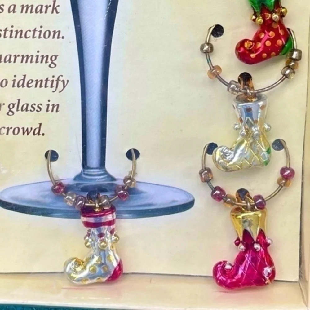 5 for $25!  Holiday - Stocking Wine Markers!